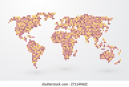 plain map of the world of colored squares