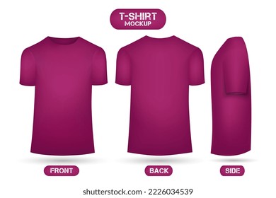 plain maroon t-shirt. Front, back and side design. ideal for making mockups of your design masterpieces.