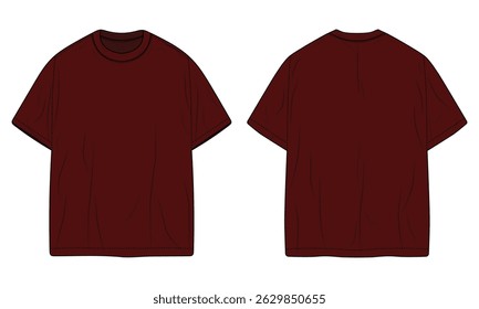 Plain maroon T-shirt template. Vector illustration