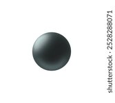 Plain matte Black 3D Sphere icon. Ball shape isolated on white background. Plastic Bubble. Simple Orb form. Vector 3D illustration.