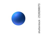 Plain matte Blue 3D Sphere icon. Ball shape isolated on white background. Plastic Bubble. Simple Orb form. Vector 3D illustration.