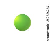 Plain matte Green 3D Sphere icon. Ball shape isolated on white background. Plastic Bubble. Simple Orb form. Vector 3D illustration. 