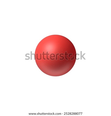 Plain matte Red 3D Sphere icon. Ball shape isolated on white background. Plastic Bubble. Simple Orb form. Vector 3D illustration.