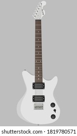 Plain metal guitar. Musical instrument. Plain background. Front view drawing. Illustrative. Vector Illustration.
