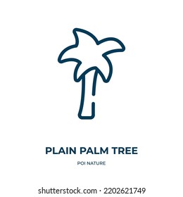 Plain palm tree icon. Linear vector illustration from poi nature collection. Outline plain palm tree icon vector. Thin line symbol for use on web and mobile apps, logo, print media.