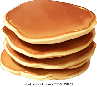 Plain Pancake Isolated Hand Drawn Painting Illustration