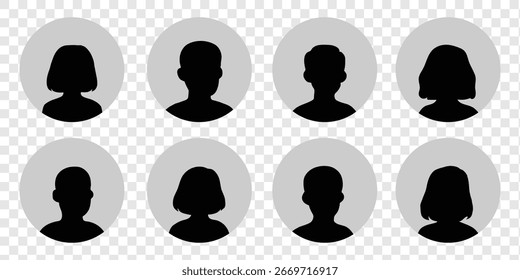 Plain pictogram user avatar headshot. Login profile button or log out unknown account admin icon. Register genderless line icon placeholder. Man or woman neutral gender. avatar profile icon set. Eps10