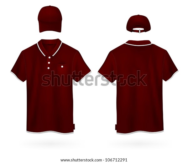 Plain Polo Shirt Baseball Cap Template Stock Vector (Royalty Free