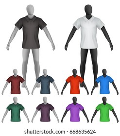 Plain polo shirt on mannequin torso template