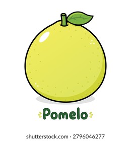 Plain pomelo fruit cartoon character in simple kawaii style.