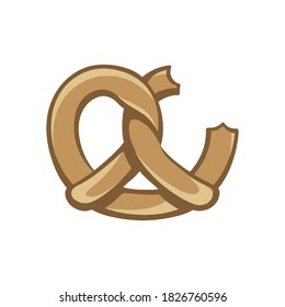 Plain pretzel with bite food clip art vector illustration