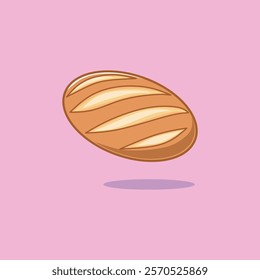 Plain roll toast. Cute homemade wheat bread, for posters and web icons.