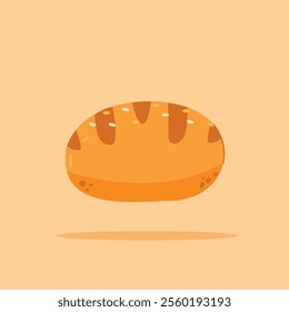 Plain roll toast. Homemade round wheat bread, for posters and web icons