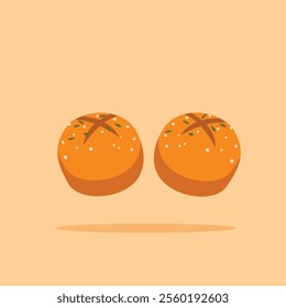  Plain rolls. Homemade round wheat bread, for posters and web icons