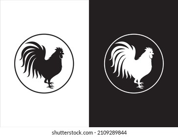 Plain rooster logo design with black and white background