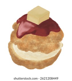 Scones simples de morango geleia de sobremesa comida