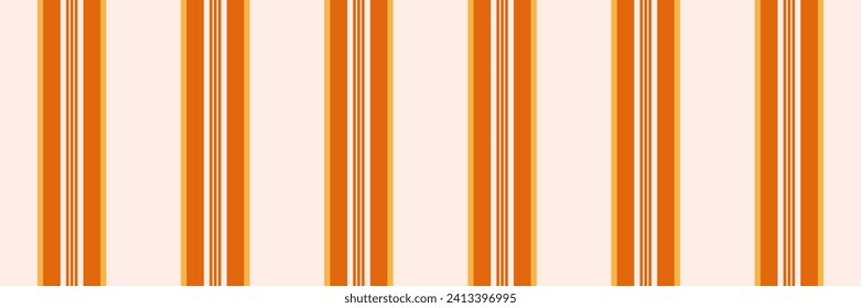 Plain seamless texture textile, attire stripe background vertical. Postcard pattern lines vector fabric in linen and orange color.