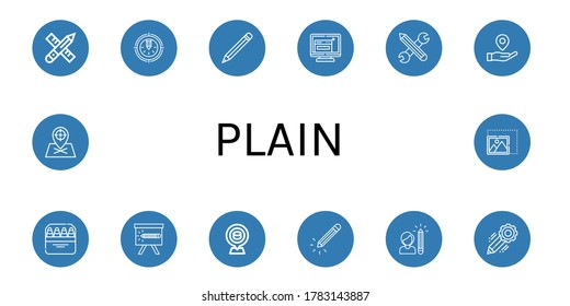 plain simple icons set. Contains such icons as Pencil, Resize, Placeholder, Pencils, can be used for web, mobile and logo