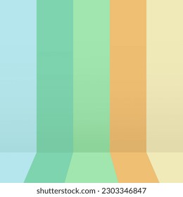 plain stripped blue green orange color wall background studio for product display post