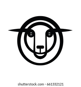 Plain stylized drawing head of sheep