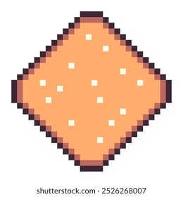 Plain Sugar Cookie, Pixel Art Icon, Isolated