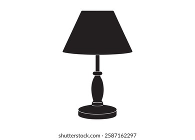 A plain table lamp with a round base and a simple lampshade, vector art