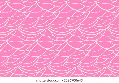 Textura lisa com linhas onduladas curvas padrão sem costura. Formas orgânicas abstratas imprimindo em um fundo rosa. Desenho desenhado à mão do vetor doodle. Ornamento minimalista contemporâneo.
