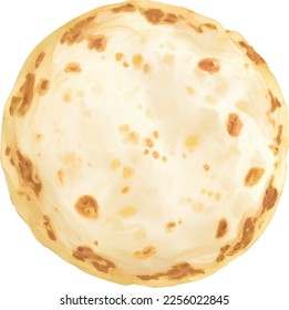 Plain Tortilla Wrap Isolated Hand Drawn Painting Illustration