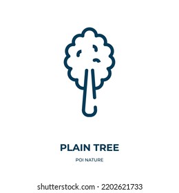 Plain tree icon. Linear vector illustration from poi nature collection. Outline plain tree icon vector. Thin line symbol for use on web and mobile apps, logo, print media.