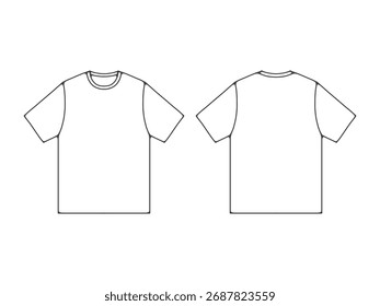 Design de vetor plano de camiseta simples. Modelo de montagem de vetor de camiseta básica