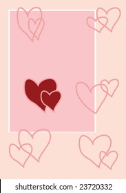 Plain valentine card with hearts