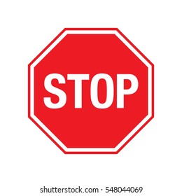 A Plain Vector Stop Sign Over A Simple White Background.