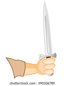 Plain weapon blade in hand of the person on white background