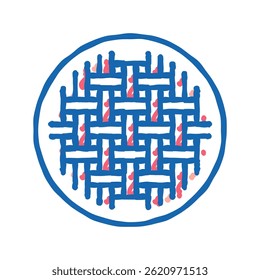 plain weave fabric material doodle icon sketch vector. plain weave fabric material sign. isolated symbol illustration