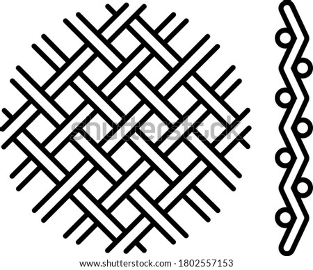 Plain weave. Vector outline illustration.