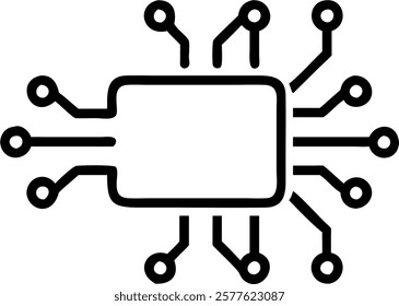 Plain white background with minimalistic AI circuit lines concept as A plain white background adorned with minimalistic grey AI circuit lines running across leaving plenty of copy