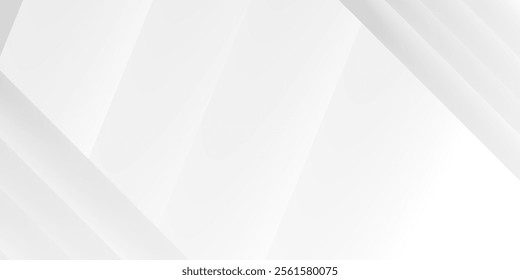 A plain white image with angled lines. Minimalist abstract design with white background and folded paper texture