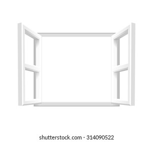 Plain White Open Window Ã¢Â?Â? Add your own image or text. Vector illustration of an open window.  