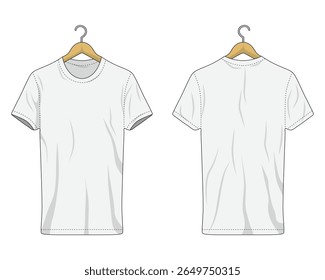 Modelo de t-shirt branco liso. Ilustração vetorial