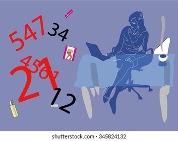 Plain woman office worker. Vector