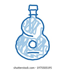 plain wooden guitar sketch icon vector. Hand drawn blue doodle line art plain wooden guitar sign. isolated symbol illustration