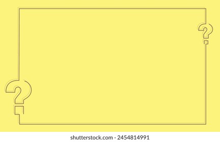 Plain Yellow color with bordered one line Question Mark icon on both corners. Template for background, banner, card, poster, t-shirt with custom text inscription, ppts. Page template. EPS 10.