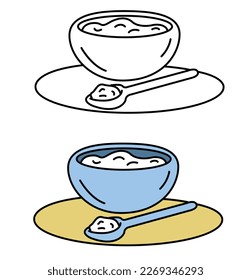 yogur liso en la ilustración del vector intestinal. Borde negro. 