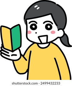 A plain-clothed woman smiling and holding a beginner's mark