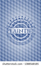 Plaintiff blue badge with geometric pattern. Vector Illustration. Detailed.