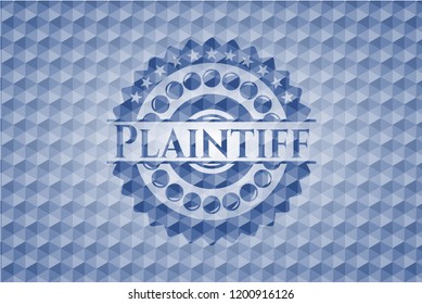 Plaintiff blue emblem with geometric pattern.