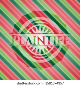Plaintiff christmas style badge. Vector Illustration. Detailed.