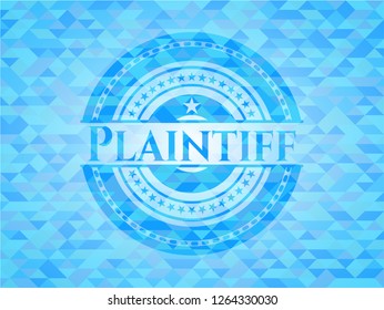 Plaintiff sky blue emblem with mosaic ecological style background