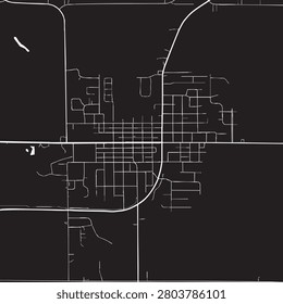 Plainview Texas Vector Map, Detailed Town Street Map Black and White Minimalist Line Art
