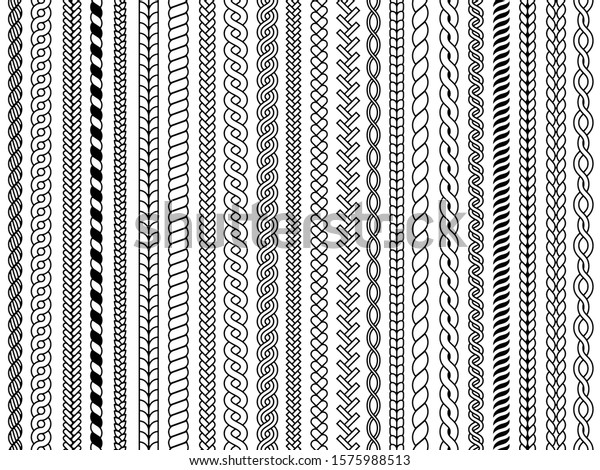 Plaits\
pattern. Ornamental braids knitting cable fashion textile\
structures graphic vector seamless\
illustrations